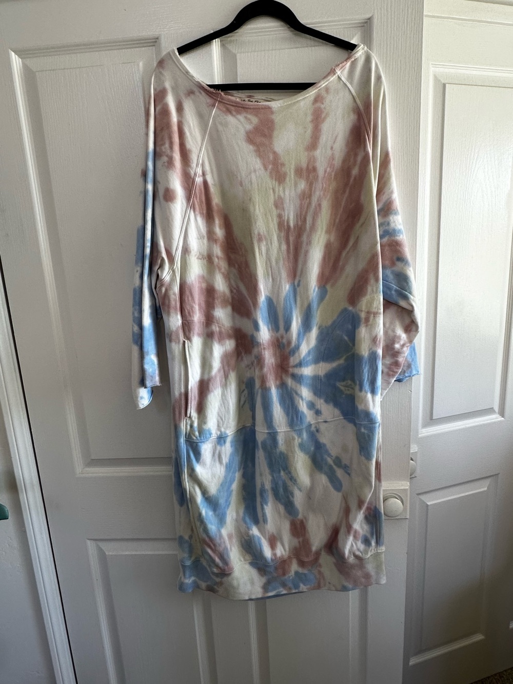We the Free Tie-Dye Pullover Dress in Blue, Mauve & Cream
